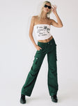 product Princess Polly High Waisted  Paige Mid Rise Cargo Jean Denim Green Tall