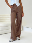 product Princess Polly High Waisted Pants  Archer Pants Brown Lower Impact