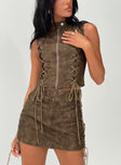 product Princess Polly Sleeveless High Neck  Ceejay Faux Leather Top Brown