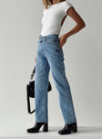 product Princess Polly Low Rise Jeans  Holly Asymmetric Straight Leg Jean Light Wash Denim Lower Impact