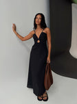 front view of model wearing Princess Polly Harkonnen Maxi Dress Black Plunger 