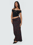   front view of model wearing Princess Polly Donabella Mesh Maxi Skirt Black / Red Maxi 