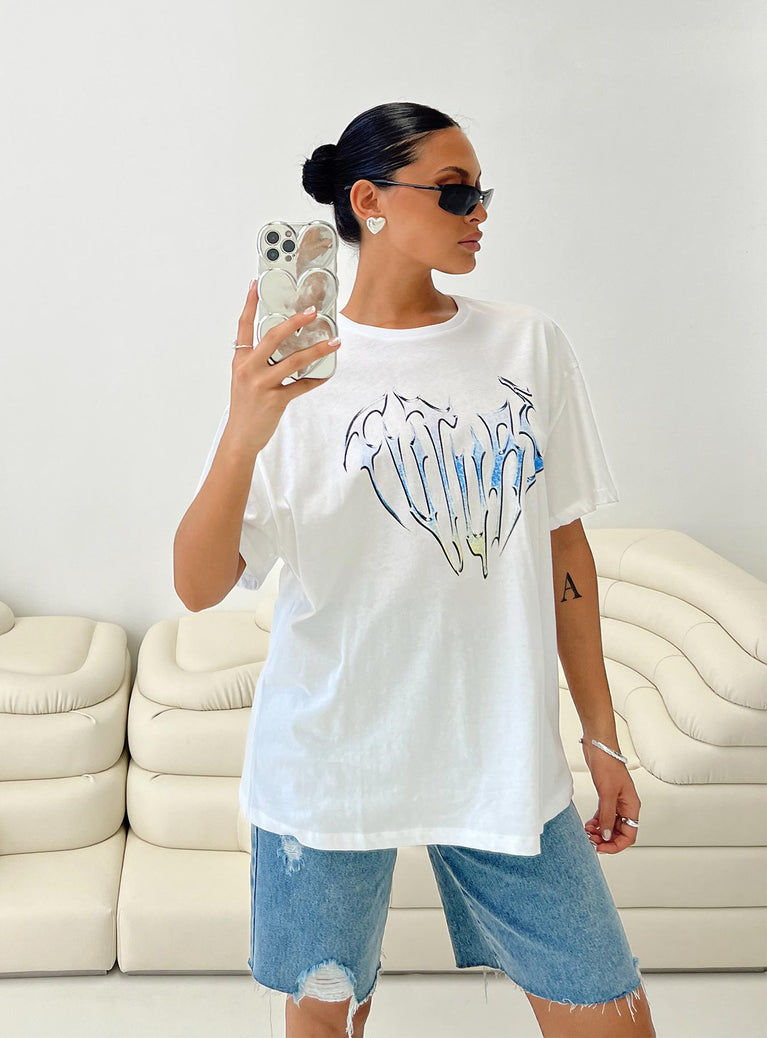 product Princess Polly Half Sleeves Crew Neck  Future Oversize Tee White