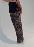 back view of model wearing Princess Polly Ergo Maxi Skirt Leopard Tall Maxi 