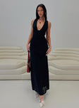 front view of model wearing Princess Polly Alsace Maxi Dress Black Plunger 