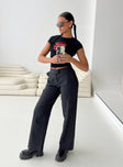 product Princess Polly High Waisted Pants High Waisted Pants High Waisted Pants  Jeller Pinstripe Pants Black