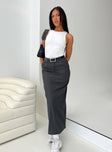 Front view of model wearing  front Raquel Maxi Skirt Slate Princess Polly  Maxi 