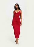 front view of model wearing Princess Polly Wandella Maxi Dress Red Plunger 