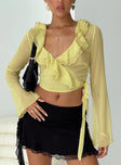 product Princess Polly Full Sleeves Square Neck  She's Mine Frill Wrap Top Yellow