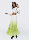 product Sun Down Mid Rise Maxi Skirt Green Ombre Princess Polly  Maxi 