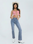 side view of model wearing Princess Polly Trudi Denim Jeans High Waisted 