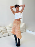 Front view of model wearing  front Rans Skirt Peach Princess Polly  Midi Skirts 