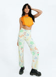 front view of model wearing Princess Polly Emerson Pants Ecru High Waisted 