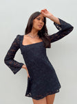 product Princess Polly Square Neck  Eryn Long Sleeve Mini Dress Navy