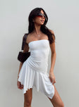 Front view of model wearing  front Princess Polly Square Neck  Adonis Mini Dress White