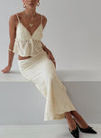   front view of model wearing Princess Polly Jacintha Maxi Skirt Cream Maxi 