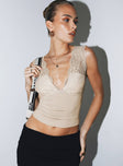 product Princess Polly Sleeveless Asymmetric Neckline  Typha Top Beige