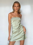 Front view of model wearing  front Princess Polly Asymmetric Neckline  Phillipa Mini Dress Sage