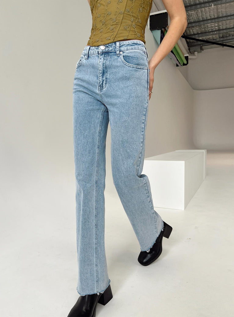 product Princess Polly High Waisted  Pyrene Straight Leg Jeans Mid Wash Denim