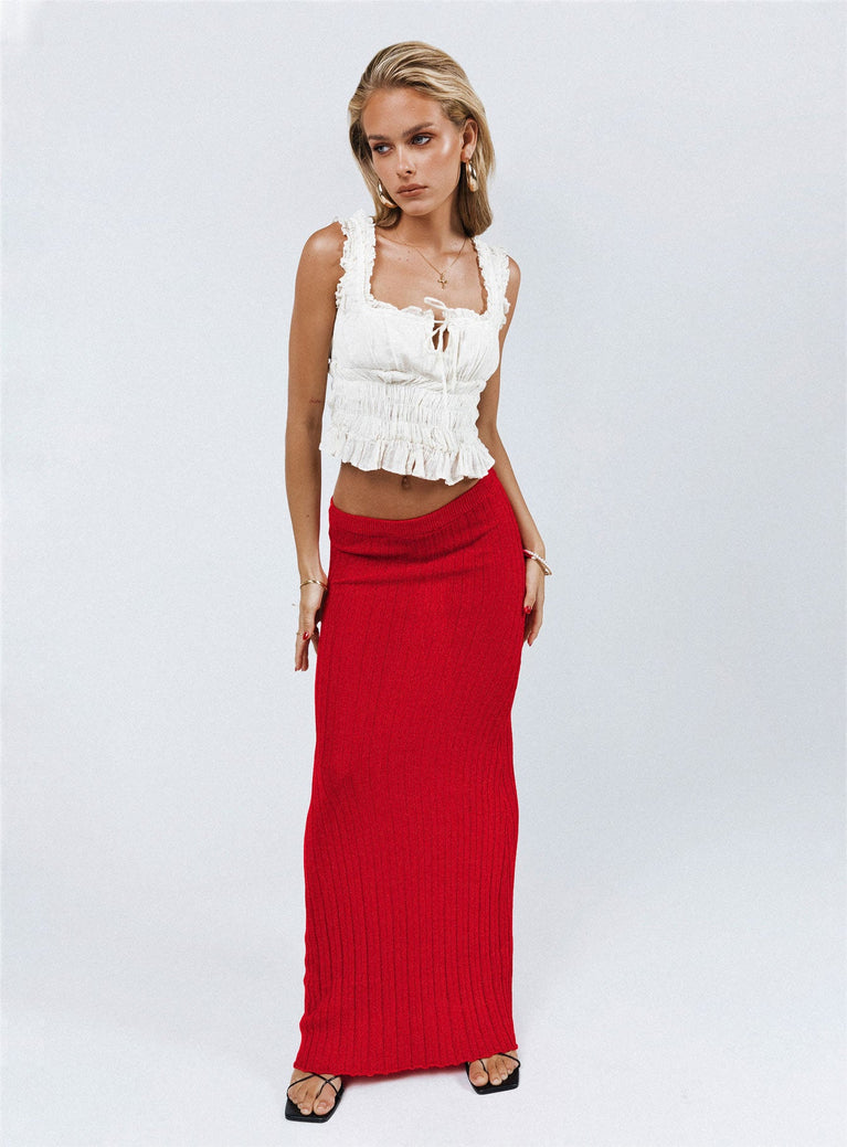 product Belle Knit Maxi Skirt Red Princess Polly  Maxi 