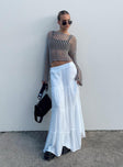 back view of model wearing Princess Polly Miriah Maxi Skirt White Low Impact Maxi 