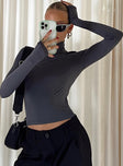 product Princess Polly Full Sleeves High Neck  Elysium Long Sleeve Turtleneck Top Grey