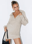 product Princess Polly Scoop Neck  Tiara Long Sleeve Knit Mini Dress Beige