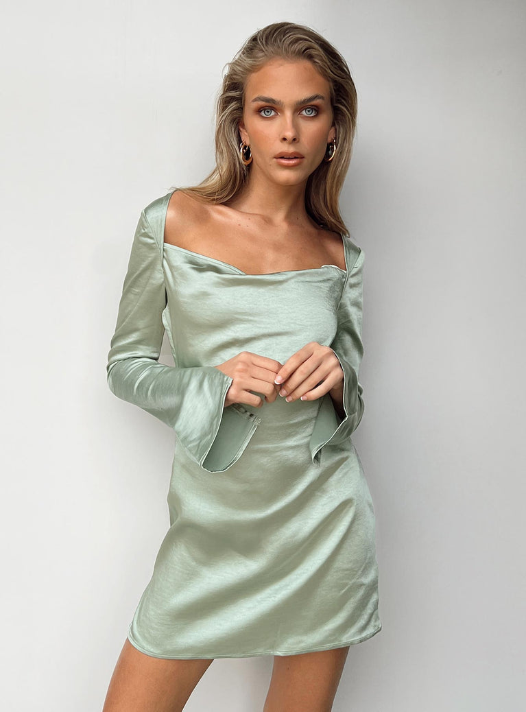 product Princess Polly Square Neck  Maia Long Sleeve Mini Dress Green