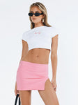 Front view of model wearing  front Strand Mini Skirt Pink Princess Polly  Mini Skirts 