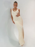 front view of model wearing Princess Polly Andiamo Maxi Dress Cream Scoop Neck 