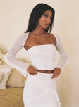 product Princess Polly Three Fourth Sleeves Asymmetric Neckline  Maxton Ruffle Top Ivory