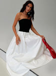 front view of model wearing Princess Polly Rhett Maxi Dress Black / White Straight Neck 