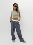 Front view of model wearing  front Princess Polly High Waisted Pants  City Of Angels Pant Spanish Grey