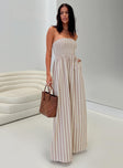 Kohana Strapless Maxi Dress Beige Stripe