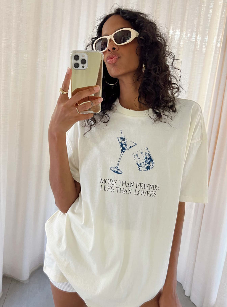 product Princess Polly Half Sleeves Crew Neck  More Than Friends Oversized Top Off White