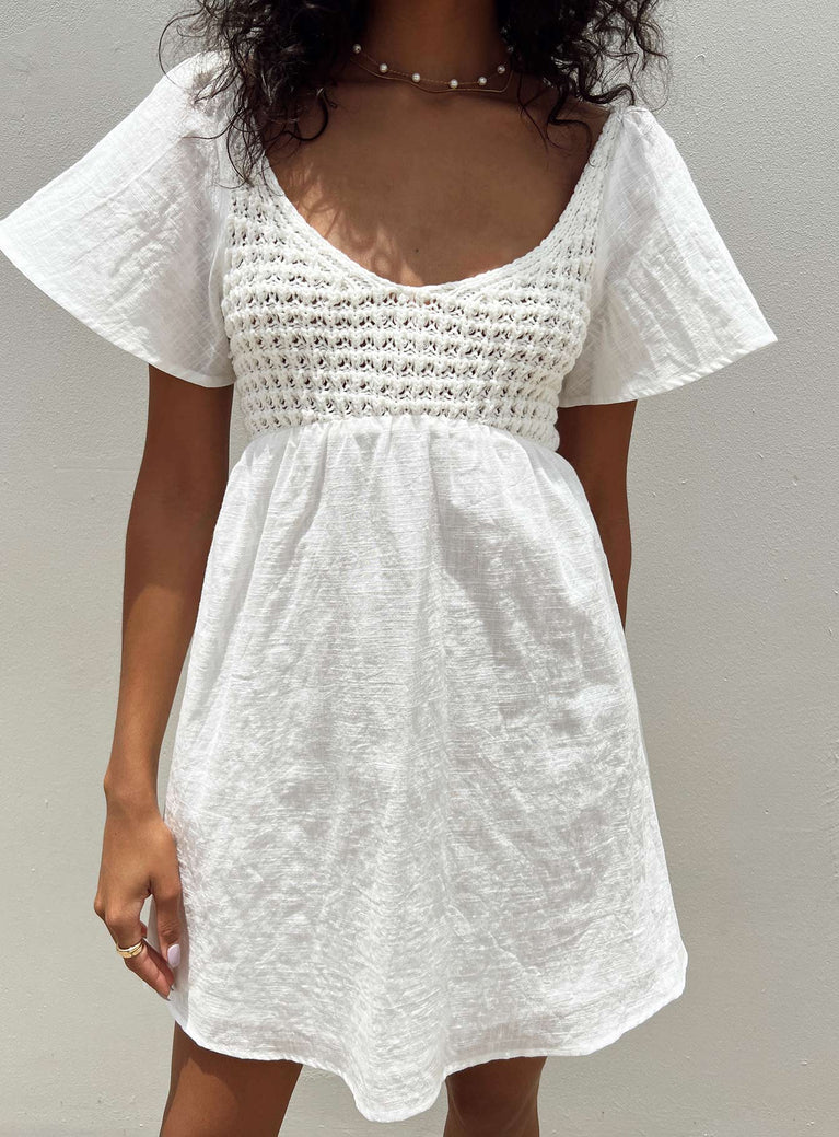 product Princess Polly Crew Neck  Derena Crochet Bust Mini Dress White