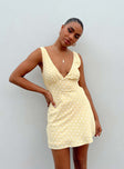 product Princess Polly Sweetheart Neckline  Nellie Mini Dress Yellow Polka Dot