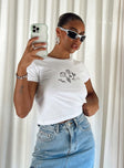 side view of model wearing Princess Polly Better Together Tee White Short Sleeves Crew Neck 