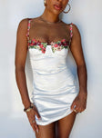 front view of model wearing Princess Polly Kenzie Mini Dress White Tall Sweetheart Neckline 