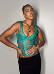 product Princess Polly Sleeveless Plunger  Some Like It Hot Lace Corset Teal