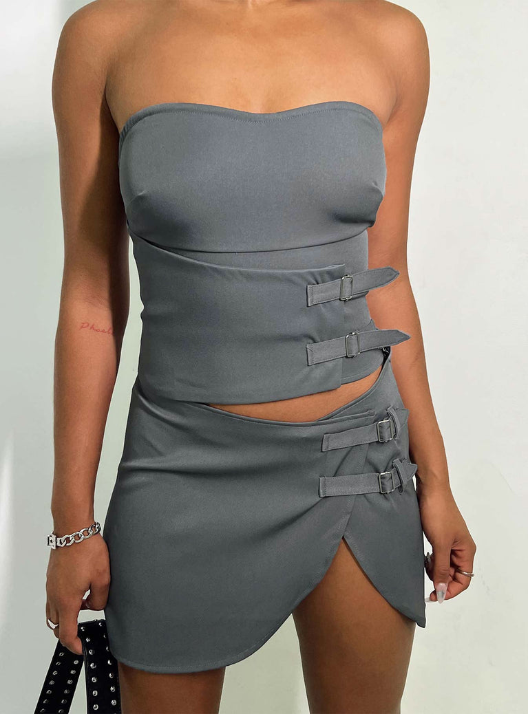 product Princess Polly Sleeveless Asymmetric Neckline  Ewan Top Grey