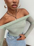 product Princess Polly Full Sleeves Asymmetric Neckline  Gryce Off The Shoulder Top Green