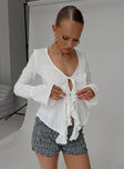 Bonheur Ruffle Long Sleeve Top White