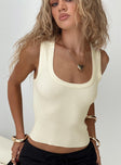 front view of model wearing Princess Polly Issues Top Yellow Sleeveless Scoop Neck 