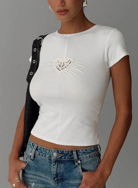 We Could Go Lace Detail Top White