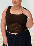 Bennington Lace Top Brown Sleeveless Square Neck 