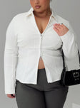 Bellar Long Sleeve Top Ivory Full Sleeves V-Neck 