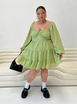 product Princess Polly Cowl Neck  Danny Long Sleeve Mini Dress Green Curve