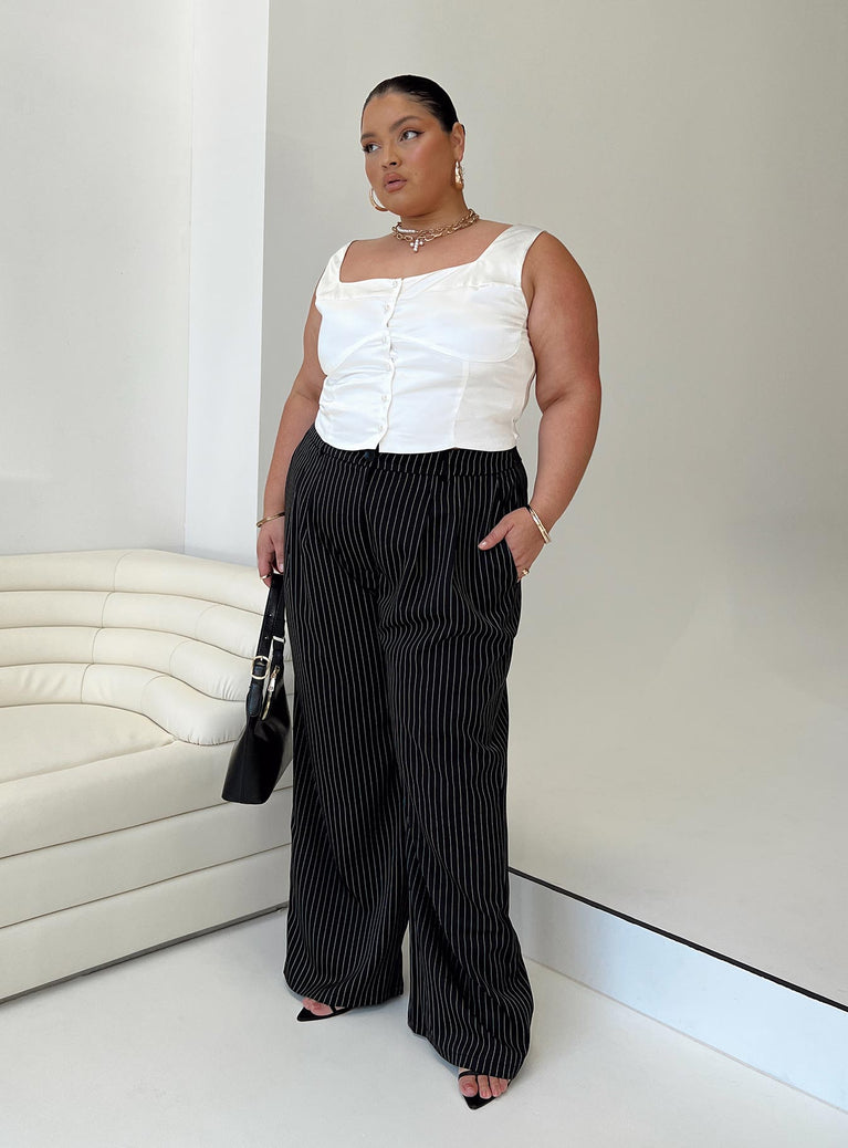 product Princess Polly High Waisted Pants High Waisted Pants High Waisted Pants  Archer Pants Pinstripe Black Curve