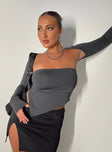 product Princess Polly Full Sleeves Asymmetric Neckline  Koslo Bolero Top Slate